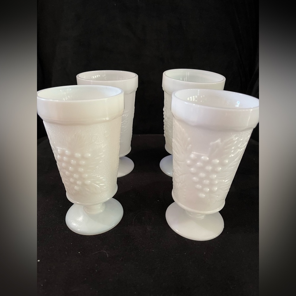 4 Vintage Milk Glasses